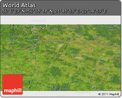 Satellite 3D Map of the Area around 56° 18' 50" N, 22° 10' 29" E