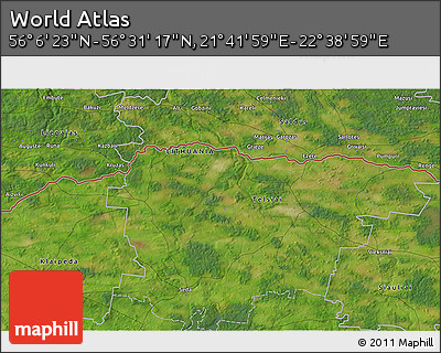 Satellite 3D Map of the Area around 56° 18' 50" N, 22° 10' 29" E