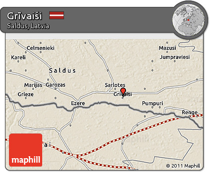 Shaded Relief 3D Map of Grīvaiši