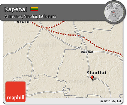 Shaded Relief 3D Map of Kapėnai