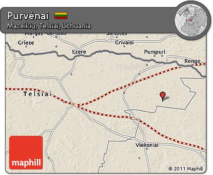 Shaded Relief 3D Map of Purvėnai