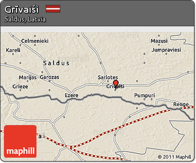 Shaded Relief 3D Map of Grīvaiši