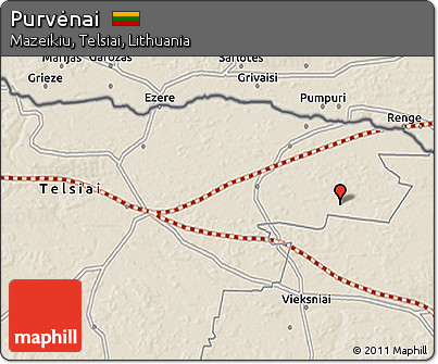 Shaded Relief 3D Map of Purvėnai