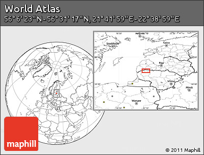 Blank Location Map of the Area around 56° 18' 50" N, 22° 10' 29" E