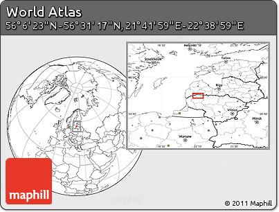 Blank Location Map of the Area around 56° 18' 50" N, 22° 10' 29" E