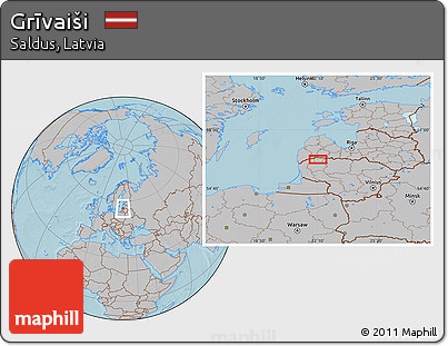 Gray Location Map of Grīvaiši, hill shading