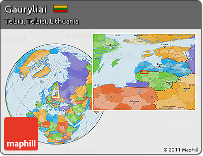 Political Location Map of Gauryliai