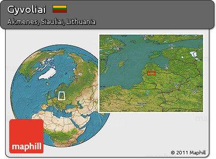 Satellite Location Map of Gyvoliai