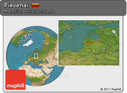 Satellite Location Map of Pievėnai