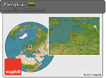 Satellite Location Map of Plėnakiai
