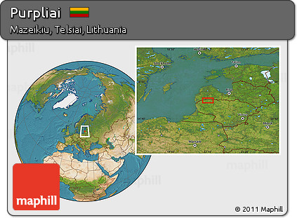 Satellite Location Map of Purpliai