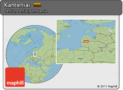 Savanna Style Location Map of Kanteniai