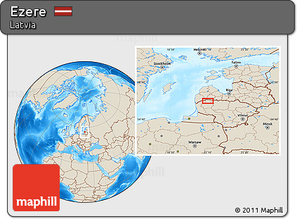 Shaded Relief Location Map of Ezere
