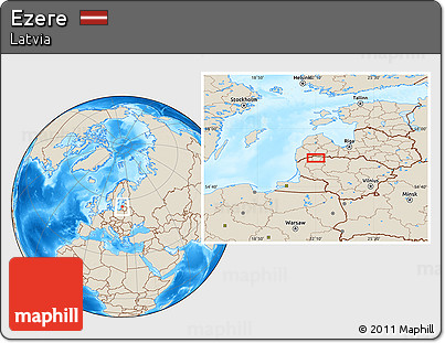 Shaded Relief Location Map of Ezere