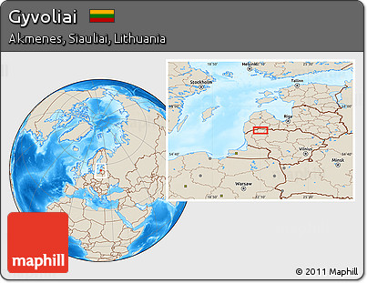 Shaded Relief Location Map of Gyvoliai