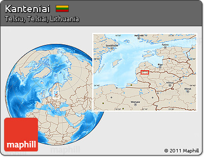 Shaded Relief Location Map of Kanteniai