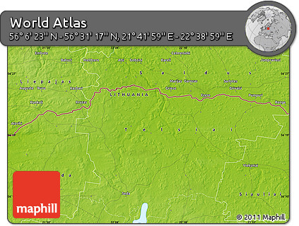 Physical Map of the Area around 56° 18' 50" N, 22° 10' 29" E
