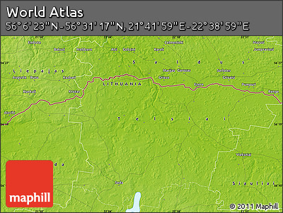 Physical Map of the Area around 56° 18' 50" N, 22° 10' 29" E