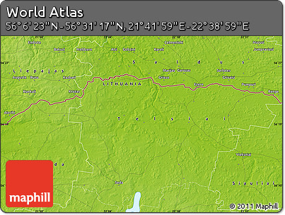 Physical Map of the Area around 56° 18' 50" N, 22° 10' 29" E
