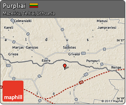 Shaded Relief Map of Purpliai