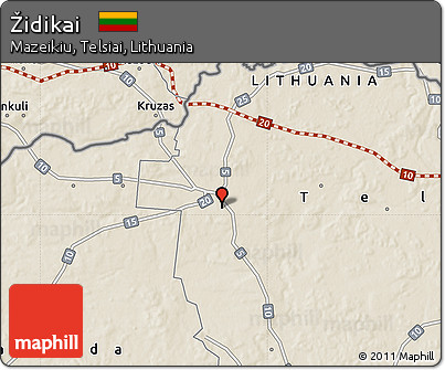 Shaded Relief Map of Židikai