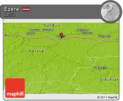 Physical Panoramic Map of Ezere