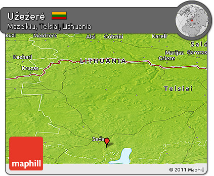 Physical Panoramic Map of Užežerė