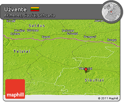 Physical Panoramic Map of Užventė