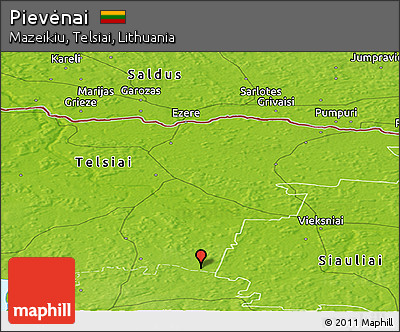 Physical Panoramic Map of Pievėnai