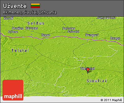 Physical Panoramic Map of Užventė