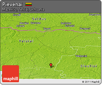 Physical Panoramic Map of Pievėnai