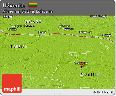 Physical Panoramic Map of Užventė