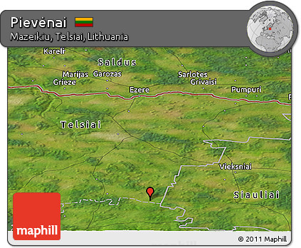 Satellite Panoramic Map of Pievėnai