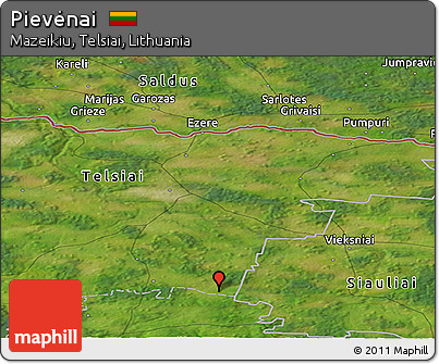 Satellite Panoramic Map of Pievėnai