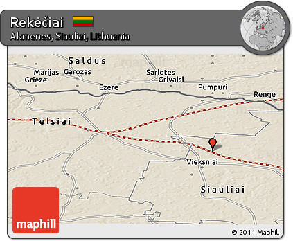 Shaded Relief Panoramic Map of Rekėčiai