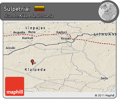 Shaded Relief Panoramic Map of Šulpetriai