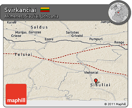 Shaded Relief Panoramic Map of Svirkančiai