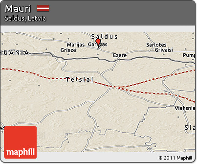 Shaded Relief Panoramic Map of Mauri