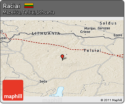 Shaded Relief Panoramic Map of Račiai