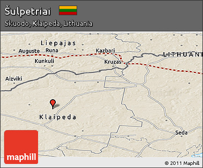 Shaded Relief Panoramic Map of Šulpetriai