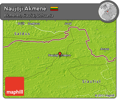Physical 3D Map of Naujoji Akmenė