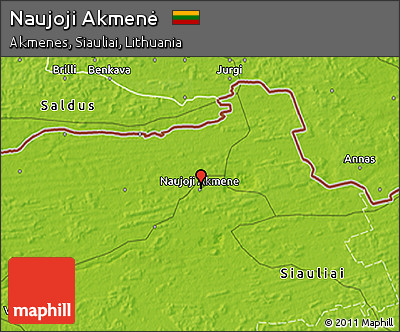 Physical 3D Map of Naujoji Akmenė