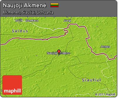 Physical 3D Map of Naujoji Akmenė