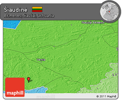 Political 3D Map of Šiaudinė