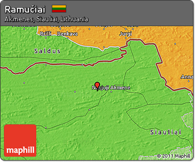 Political 3D Map of Ramučiai