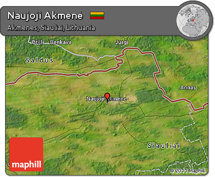 Satellite 3D Map of Naujoji Akmenė