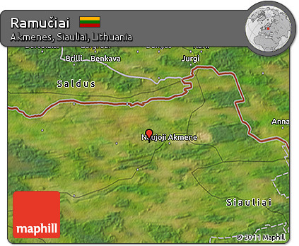 Satellite 3D Map of Ramučiai