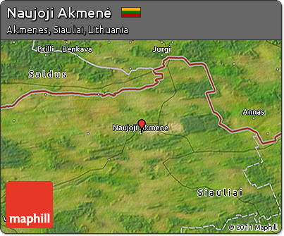Satellite 3D Map of Naujoji Akmenė
