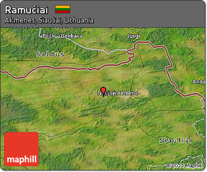 Satellite 3D Map of Ramučiai