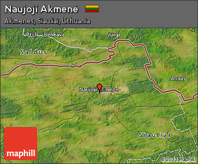 Satellite 3D Map of Naujoji Akmenė